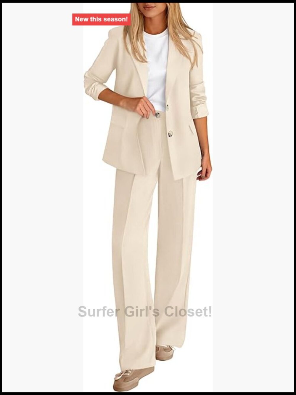 2 Piece Business Suit Set Blazer Wide Leg Dress Pantsuit Professional Work